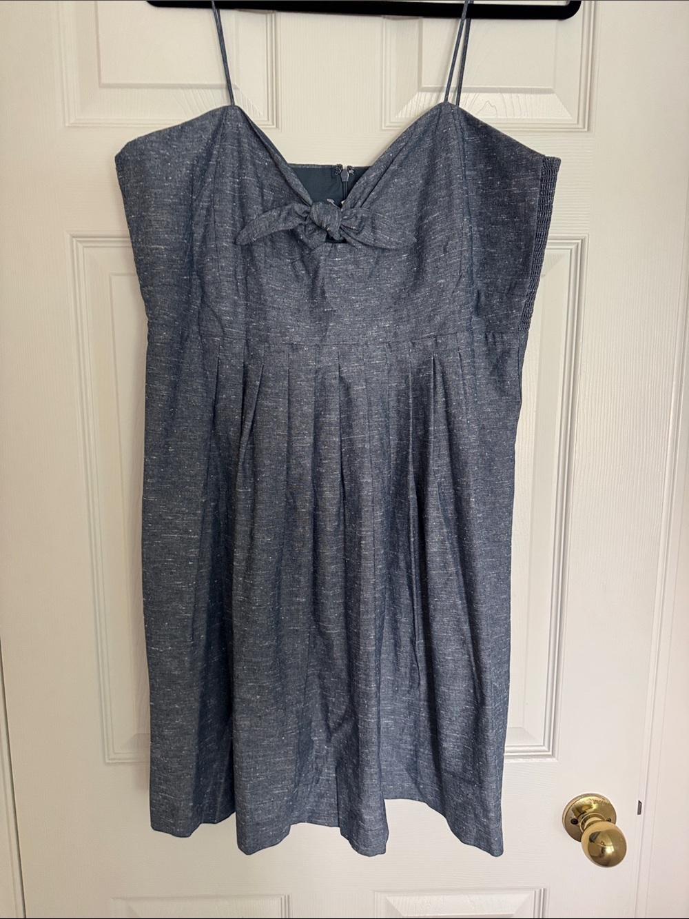 BNWT Madewell Chambray Tie-Front Cutout Dress Women’s Size 14 Mini Smocked Blue